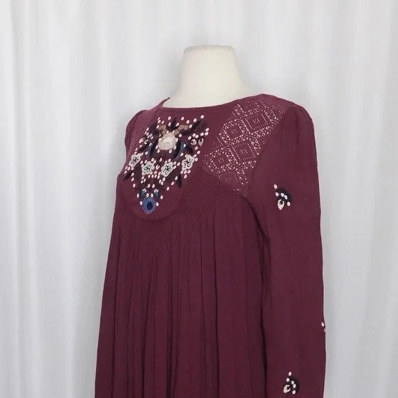 Free People Burgundy Embroidered Dress - Picture 7 of 15